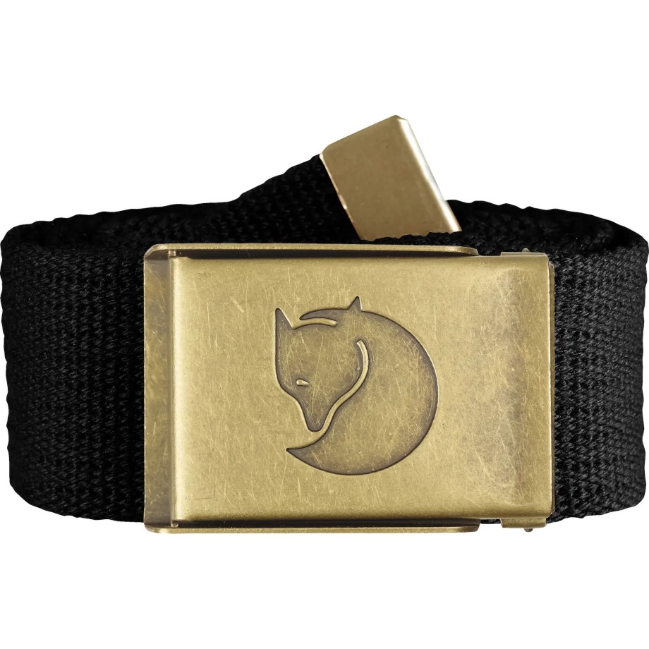 Hot New - Fjällräven Black Canvas Brass Belt 4 Cm