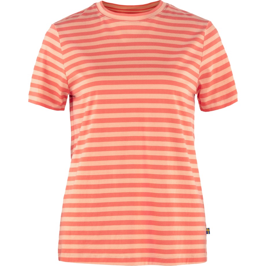 Art Striped T-Shirt W Cotton Sky-Poppy Fields Hot New - Fjällräven