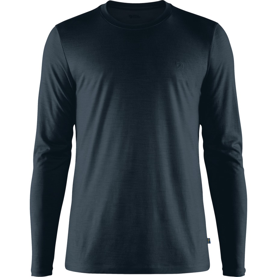 Dark Navy Abisko Wool Ls M Hot New - Fjällräven Brand