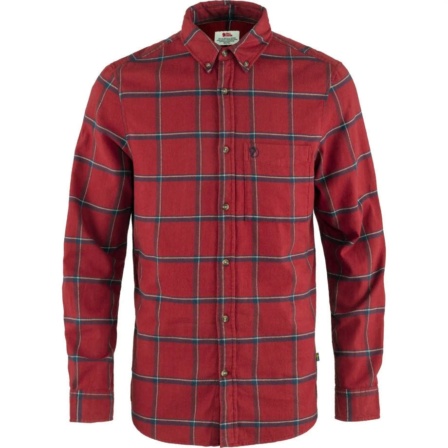 Hot New - Fjällräven Red Oak-Navy Övik Comfort Flannel Shirt M