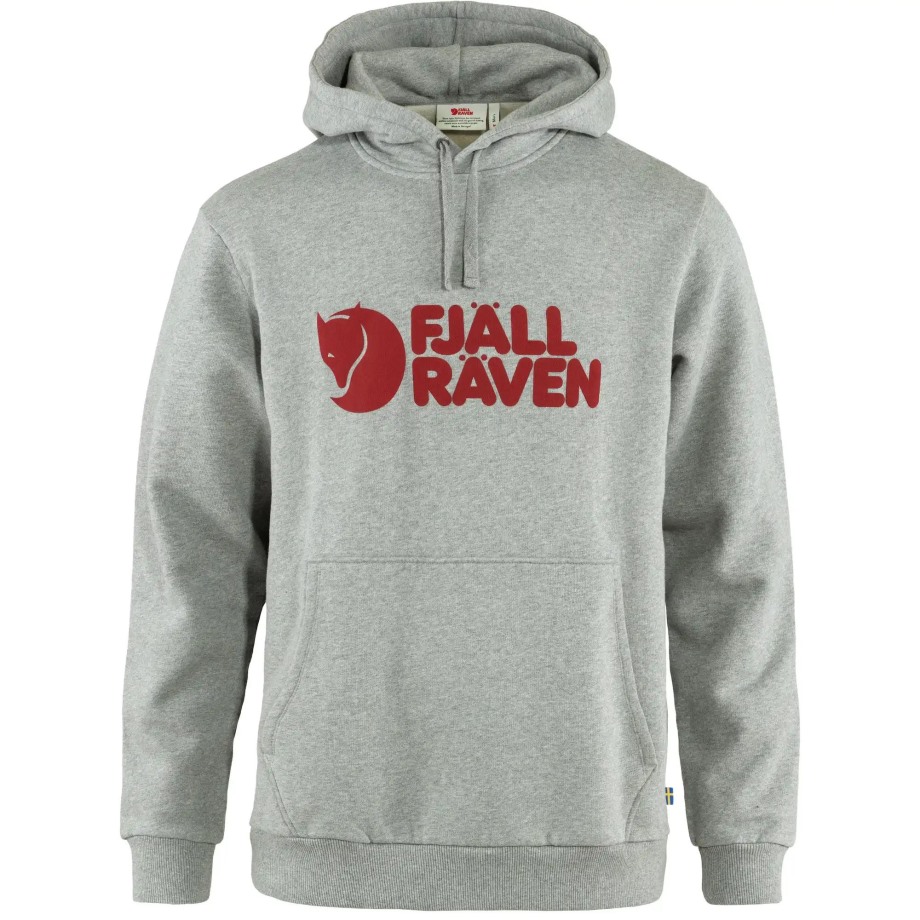 Grey-Melange Logo Hoodie M Hot New - Fjällräven