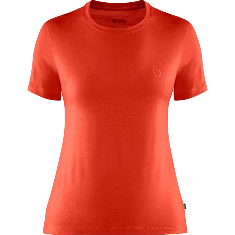 Abisko Wool Ss W - Flame Orange Hot New - Fjällräven Flame Orange