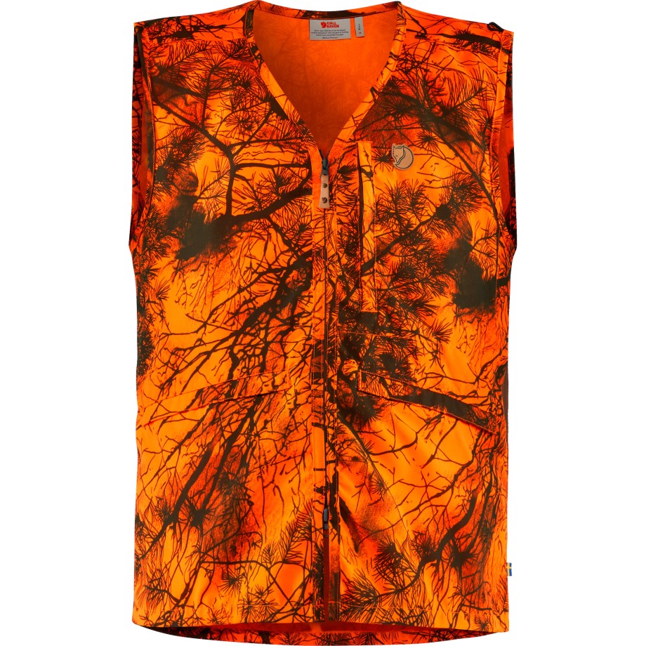 Hot New - Fjällräven Värmland Vest Orange Camo