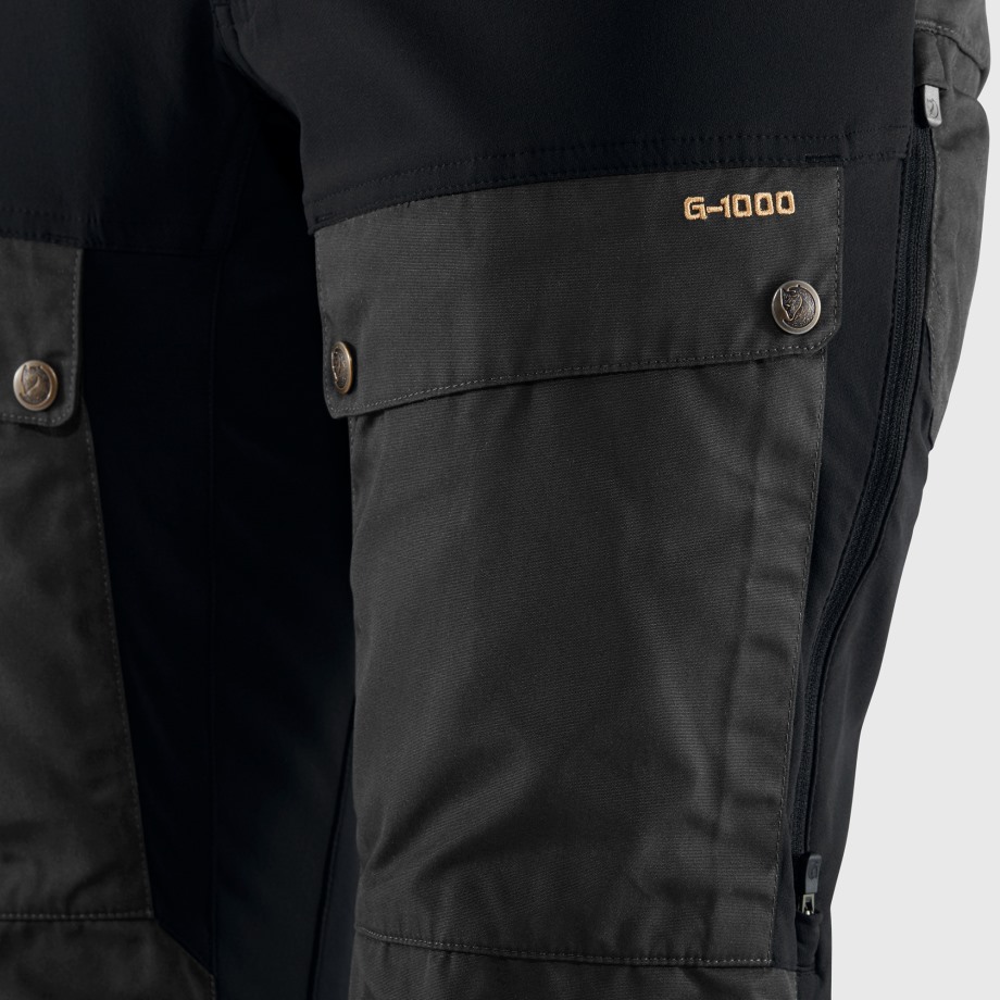 Black-Stone Grey Keb Trousers Curved W Short Hot New - Fjällräven