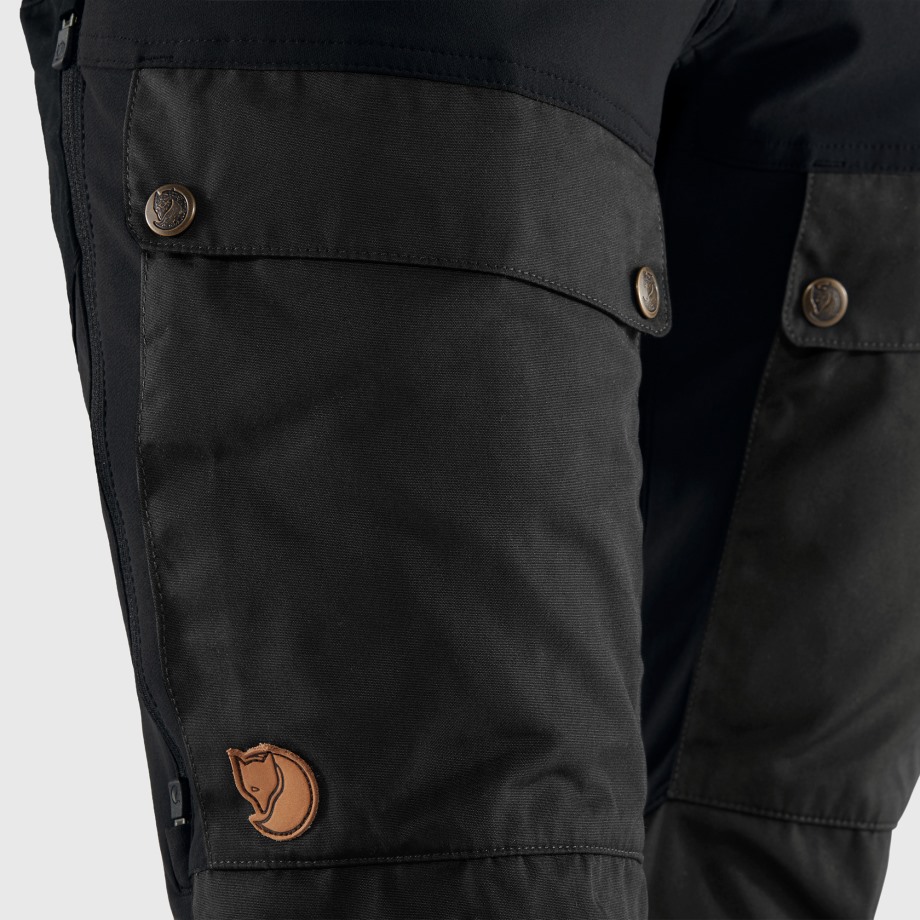 Black-Stone Grey Keb Trousers Curved W Short Hot New - Fjällräven