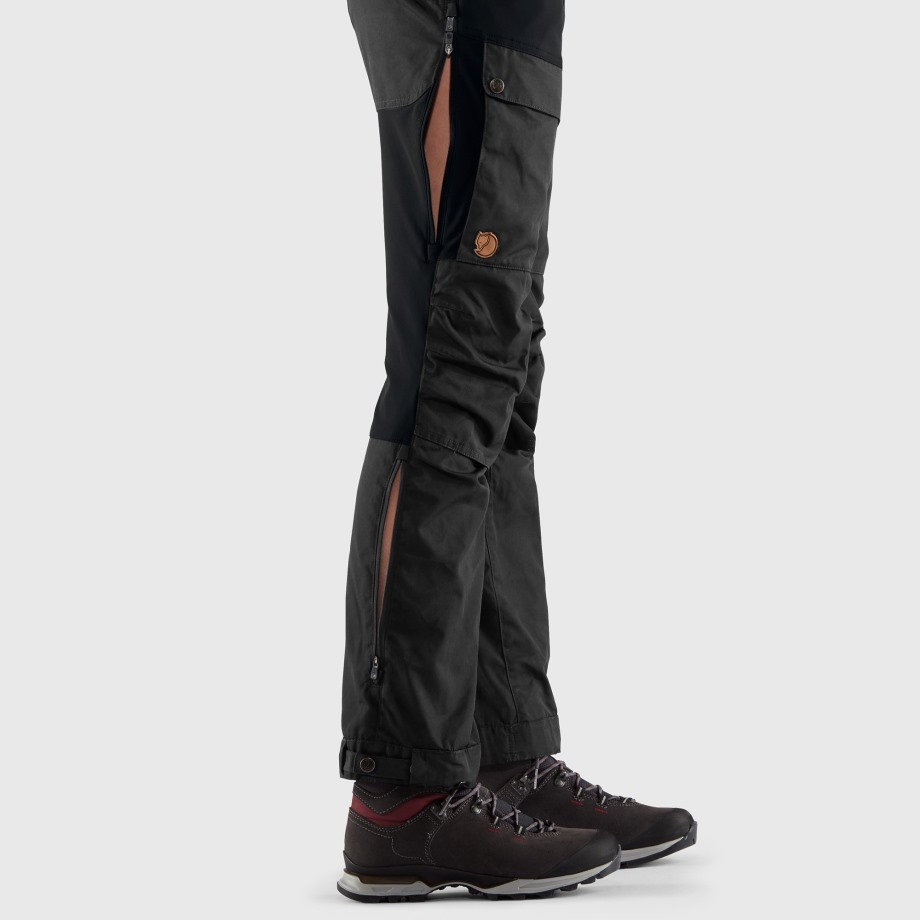 Black-Stone Grey Keb Trousers Curved W Short Hot New - Fjällräven