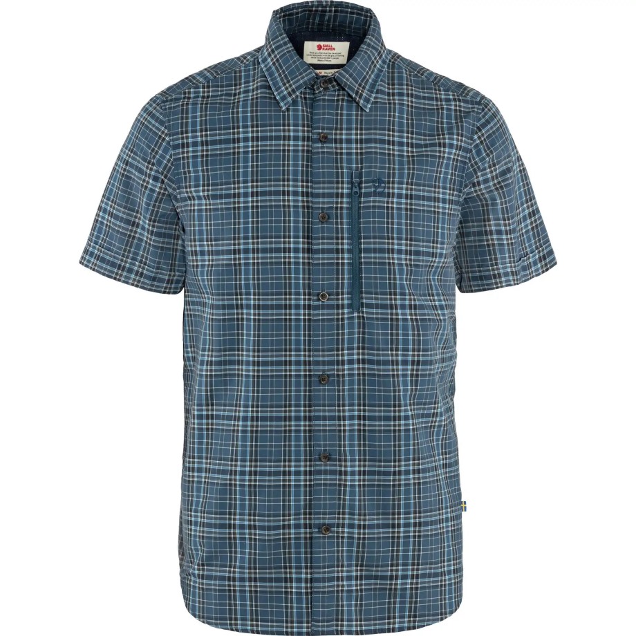 Hot New - Fjällräven Indigo Blue-Dark Navy Abisko Hike Shirt Ss M