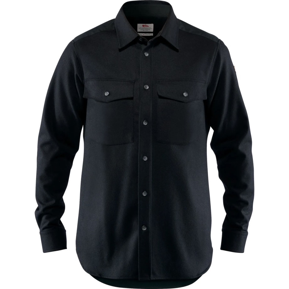 Black Övik Re-Wool Shirt Ls M Hot New - Fjällräven