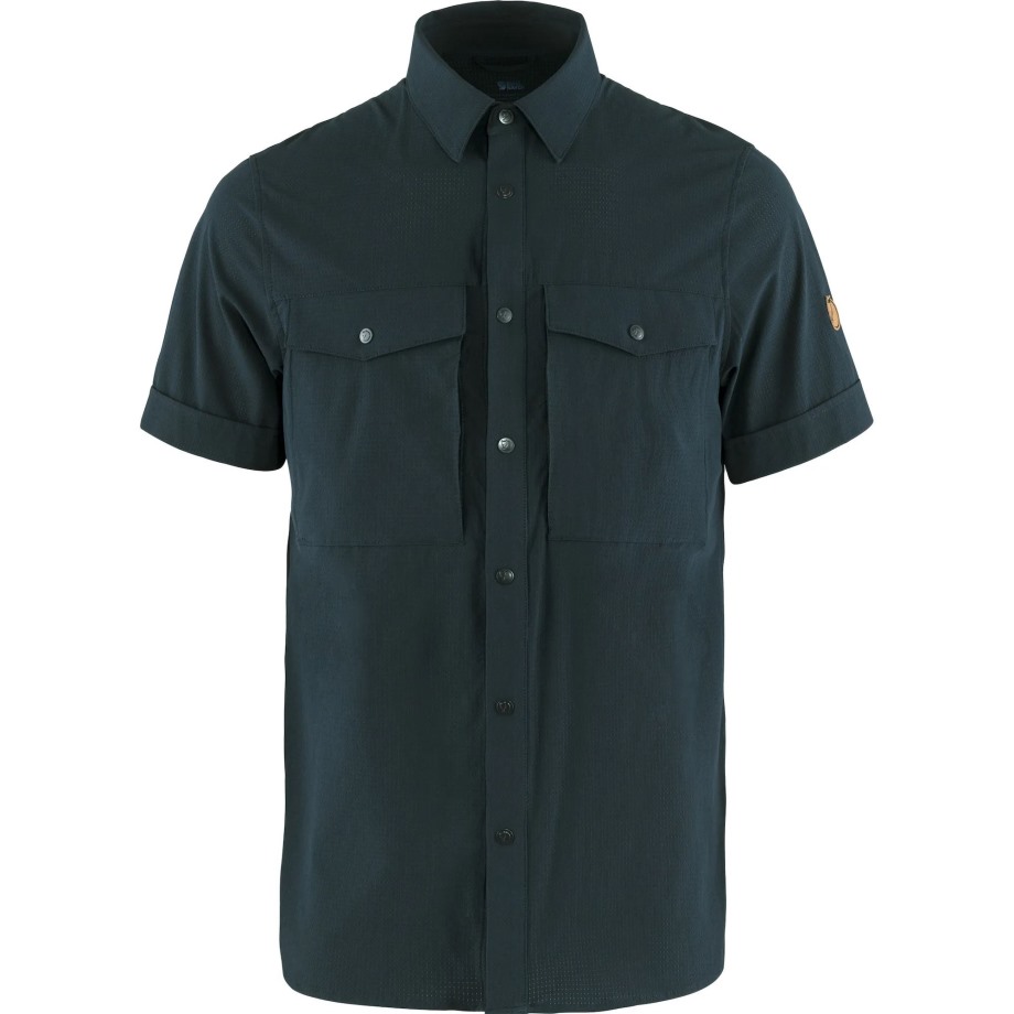 Dark Navy Abisko Trekking Shirt Ss M Hot New - Fjällräven