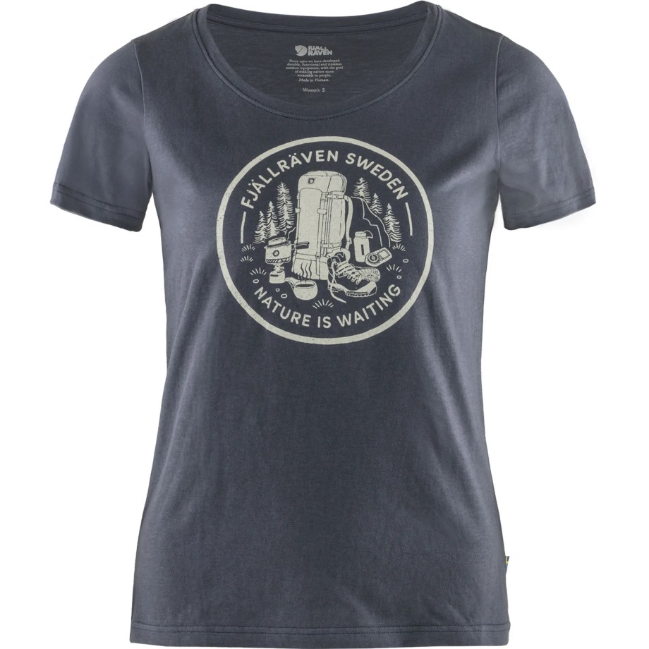 Fikapaus T-Shirt W Navy Hot New - Fjällräven